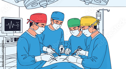 Surgical team performing operation in modern operating room