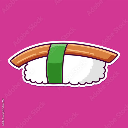 Cute Sushi Nigiri Cartoon Vector Illustration. Japanese Food Icon in Flat Style