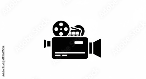 A vintage movie camera icon, symbolizing film production, filmmaking, and cinematic art, perfect for retrothemed projects and designs