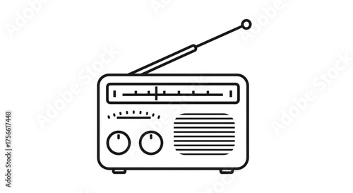 Illustration of a retro radio, ideal for vintage enthusiasts and mediarelated projects, capturing the essence of classic broadcasting technology