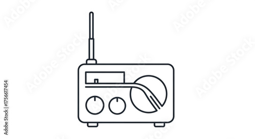 Illustration of a vintage radio, perfect for retrothemed designs and media projects, showcasing the charm of old broadcasting technology