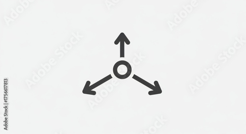 Illustration of a black icon with three arrows pointing in different directions, symbolizes expansion, divergence, and choice
