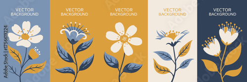 Charming floral illustrations that create vibrant vector backgrounds, featuring various flower types which evoke warmth and cheerfulness suitable for diverse artistic projects.