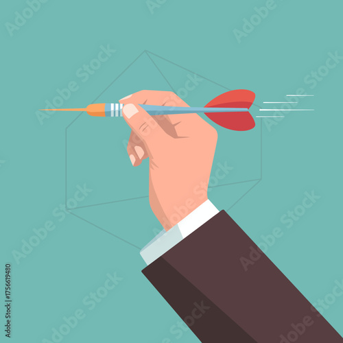 A dynamic representation of a hand launching a dart, symbolizing focus and precision. The dart's motion conveys energy and determination in pursuit of goals and success.