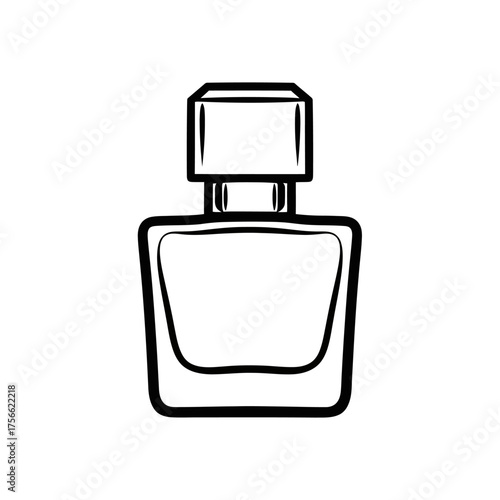 Outline vector illustration of perfume bottle
