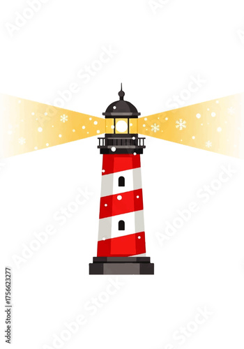 Winter Wonderland Lighthouse with Sparkling Light Beams