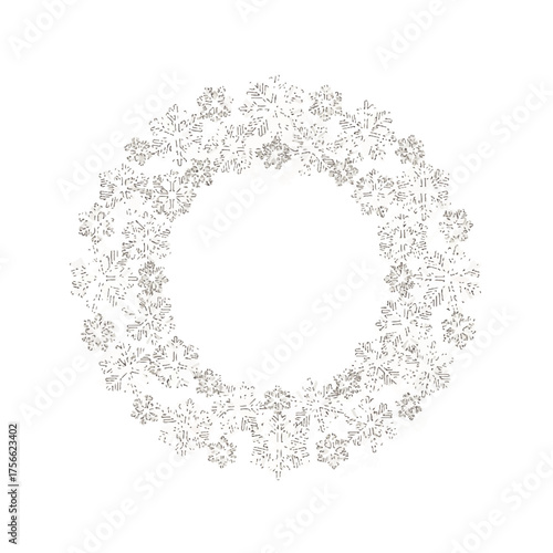 Delicate Silver Snowflake Wreath with Intricate Geometric Patterns and Winter Holiday Theme