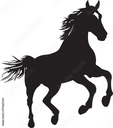 Black Silhouette of a Galloping Horse Vector