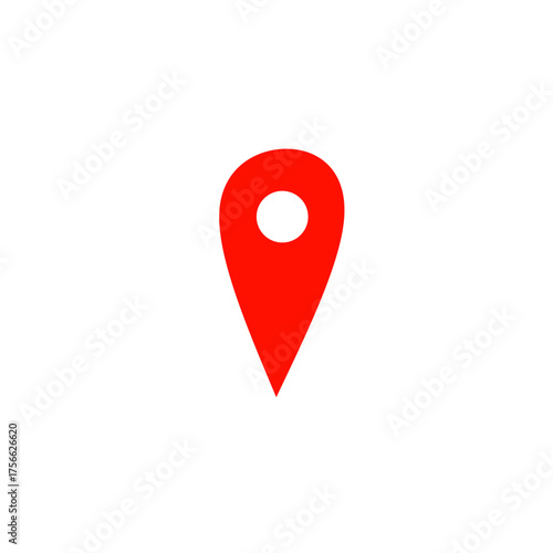 Location vector icon in red color isolated on white background