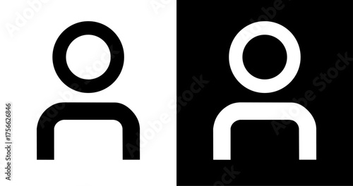 "Set of two contrasting user profile icons or avatars, featuring a modern outline design.