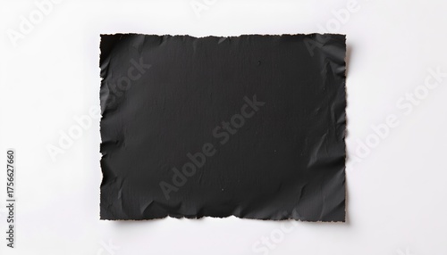 symmetrical torn black paper on right side, luminous green tones, isolated white background, ideal for abstract design, website, graphic element.