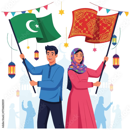 Wallpaper Mural Happy Pakistani couple celebrating a national holiday together. Torontodigital.ca