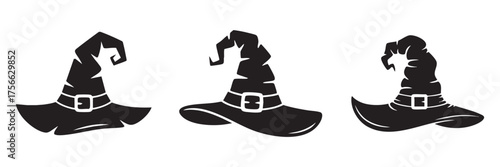 Halloween witch hat black silhouette artwork vector