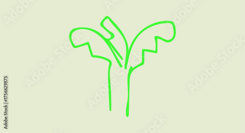 Simple neon green outline of a stylized plant or tree