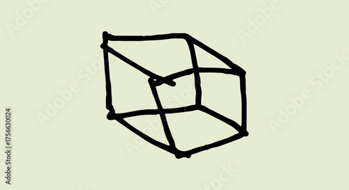 Abstract line drawing of a three dimensional cube frame