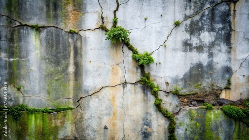 Wallpaper Mural Resilience A weathered wall, cracked and aged, yet vibrant with tenacious plant life growing within its fissures. Torontodigital.ca