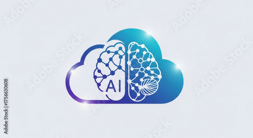 Ai brain in cloud, represents artificial intelligence, machine learning, cloud computing, and the future of technology