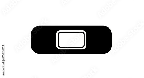 Adhesive bandage, a simple black and white illustration of a plaster, representing first aid and wound care for injuries