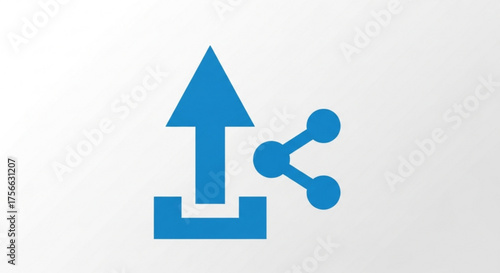 Blue upload and share icon symbolizing data transfer, file sharing, and cloud computing for technology and business applications