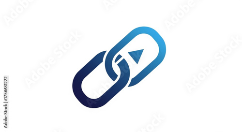 Blue chain link icon representing connection, security, and networking for technology, business, and communication purposes