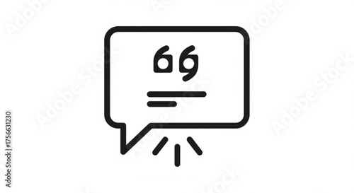 Illustration of a speech bubble with quotation marks in black on a, , perfect for adding a touch of magic