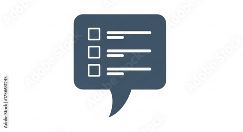 Dark blue checklist icon representing task management, todo list, survey, or form in a modern and minimalist design