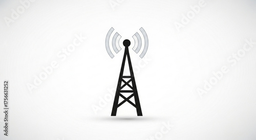 Illustration of a communication tower, representing wireless technology, broadcasting, and telecommunications infrastructure