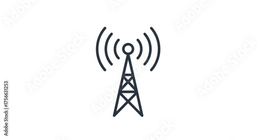 Illustration of a communication tower, representing wireless technology, broadcasting, and telecommunications infrastructure