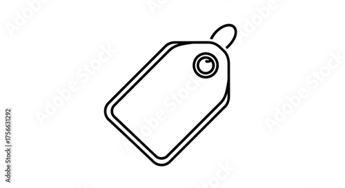 A blank price tag, often used in retail to display the cost of a product or to indicate a sale or discount