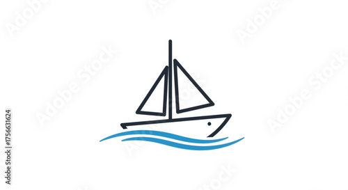 Illustration of a sailboat, perfect for nautical themes, summer designs, or travelrelated projects with a clean and simple style