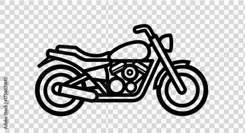 Detailed line art of a classic motorcycle, ideal for automotive designs, vintage themes, or custom graphics
