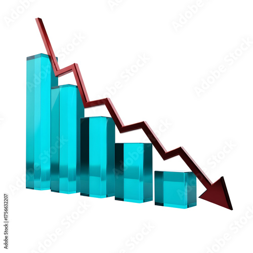 Free Download Downward Trend Bar Chart with Red Arrow - GFXLoad