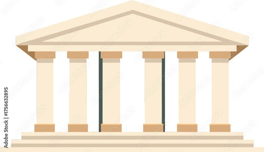 Naklejka premium Classical architecture vector illustration with ancient columns and temple structure
