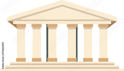 Classical architecture vector illustration with ancient columns and temple structure