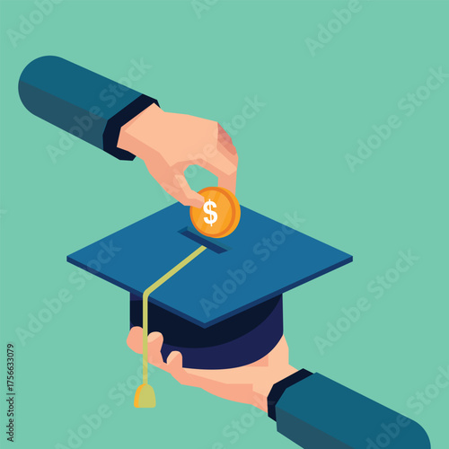 Someone who saves to finance his education. Stock Illustration