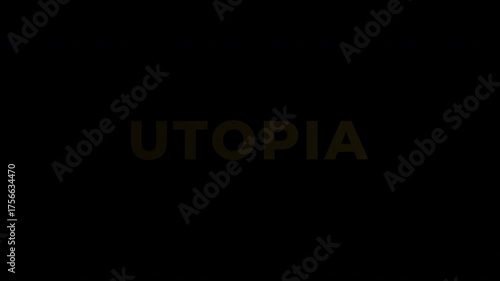 Text Animation with Gold Effect - Golden Utopia Text Shines Brightly Against a Dark Background.