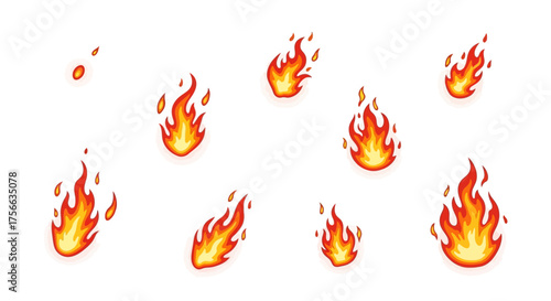 Animated flame sequence displays fire growth through distinct stages of burning
