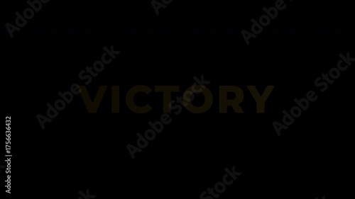 Text Animation with Gold Effect - Golden VICTORY Text Animation on Black Background Celebrating Success and Achievement.