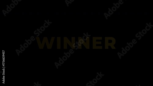 Text Animation with Gold Effect - Golden Winner Text Animation on Black Background for Awards and Celebrations.