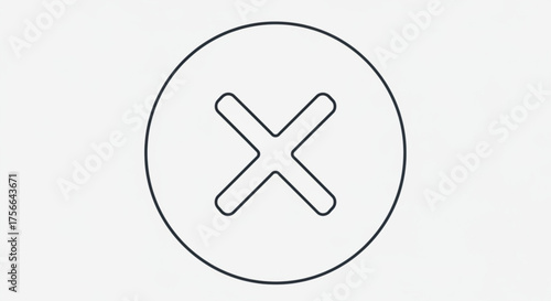 A simple line drawing of a cross inside a circle, , representing cancellation, rejection, or a negative response