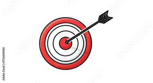 Arrow hitting the center of the target, symbolizing achievement, focus, and strategic planning for success