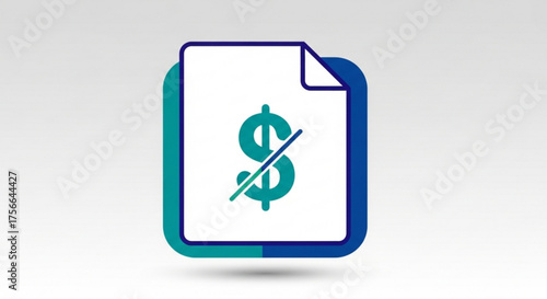 A document with a dollar symbol crossed out, indicating financial loss, debt, or economic downturn