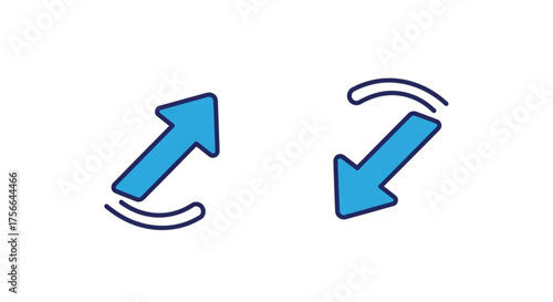 Two arrows pointing in opposite directions, one up and one down, representing change, reversal, and alternative choices
