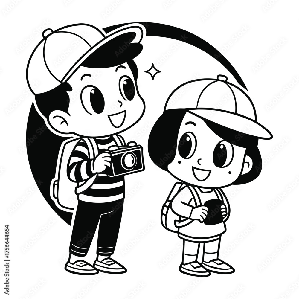 Fototapeta premium Two Cartoons Sharing Pure Joy