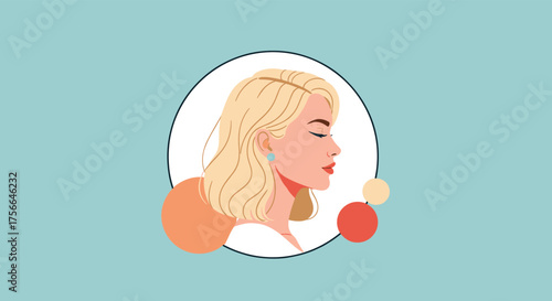 Elegant portrait of a woman with blonde hair and closed eyes in profile view.