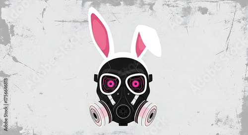 Cyber Bunny Gas Mask Illustration