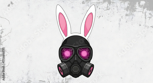 Cyber Bunny Gas Mask Illustration