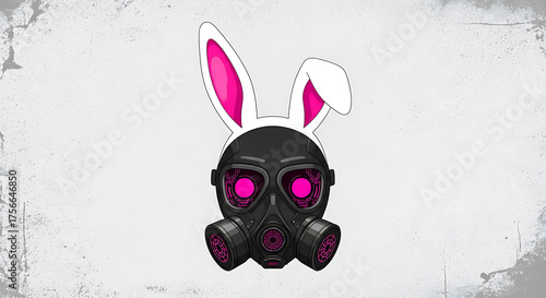 Cyber Bunny Gas Mask Illustration