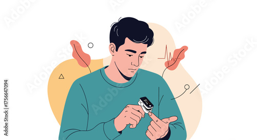 A man checking his smart wrist device for health information.