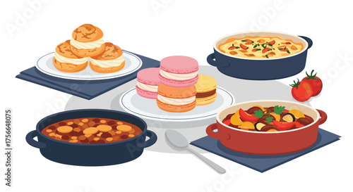 A delightful spread of various sweet and savory dishes perfect for sharing.